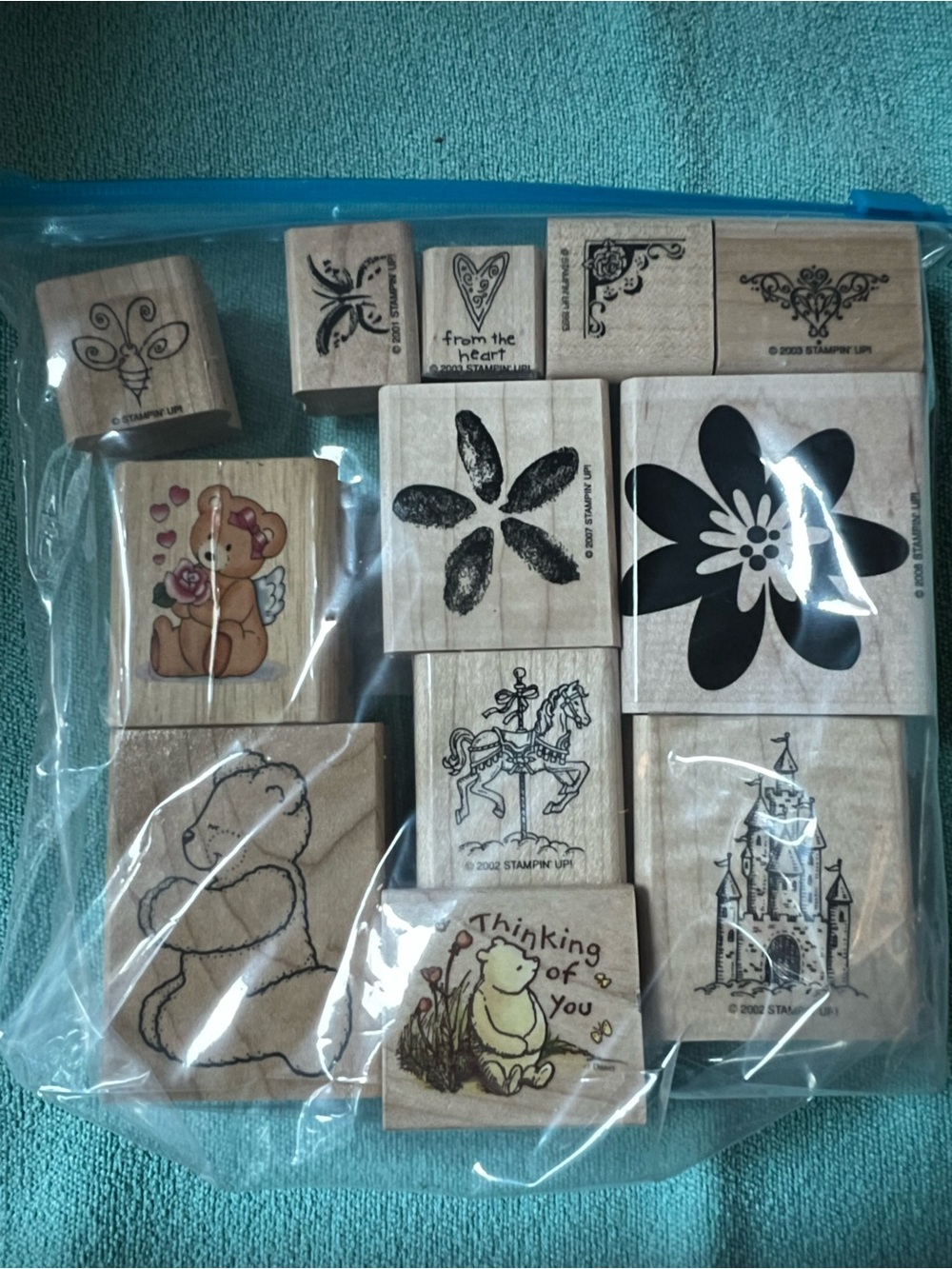 Stampin' Up! Wood Mount Clear Rubber Stamps with Black Ink Designs